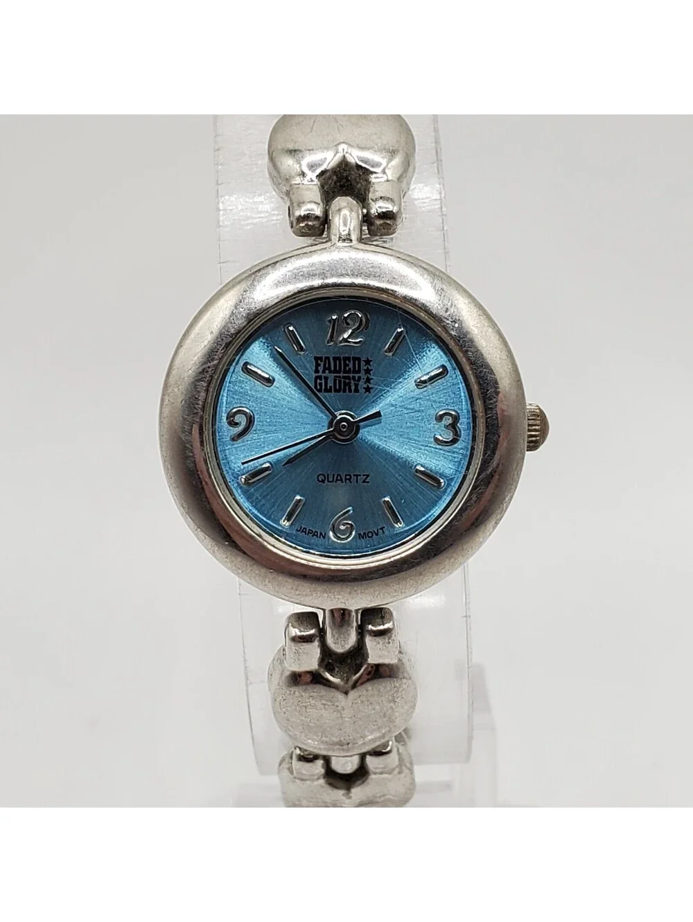 Faded Glory Quartz Watch Womens 22mm Blue Dial Silver Tone New Battery